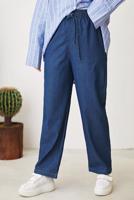 Hijab clothing BLUE ELASTIC WAIST PANTS WITH TIE DETAIL T 2601
