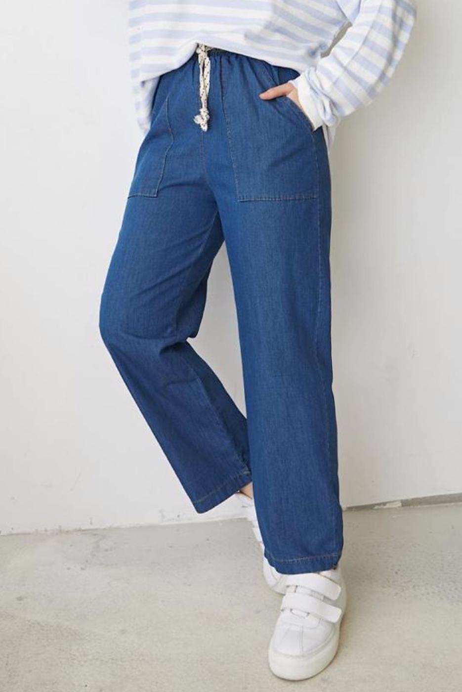 Hijab clothing BLUE POCKET DETAIL TIED PANTS T 3601