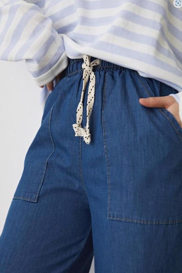 Hijab clothing BLUE POCKET DETAIL TIED PANTS T 3601 - TRENDTESETTÜR