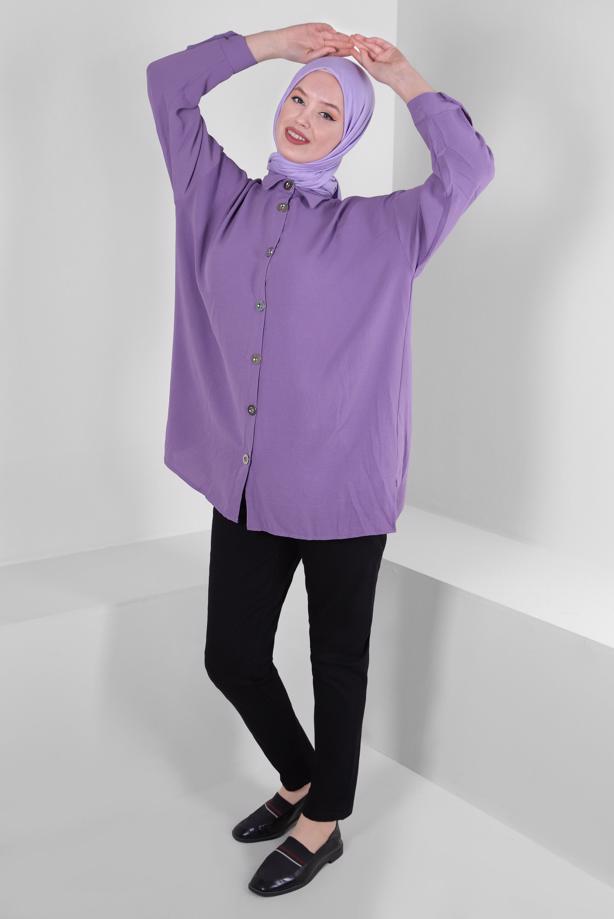 Tesettür giyim SİYAH BELİ BÜZGÜLÜ DAR PAÇA PANTOLON T 6405 - TRENDTESETTÜR