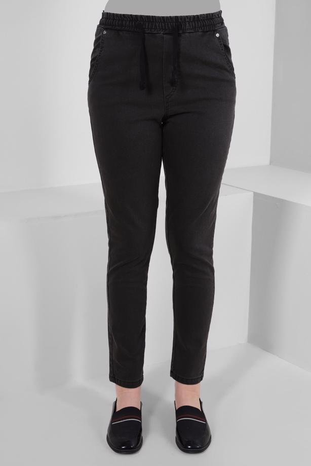 Tesettür giyim GRİ BELİ BÜZGÜLÜ DAR PAÇA PANTOLON T 6405 - TRENDTESETTÜR