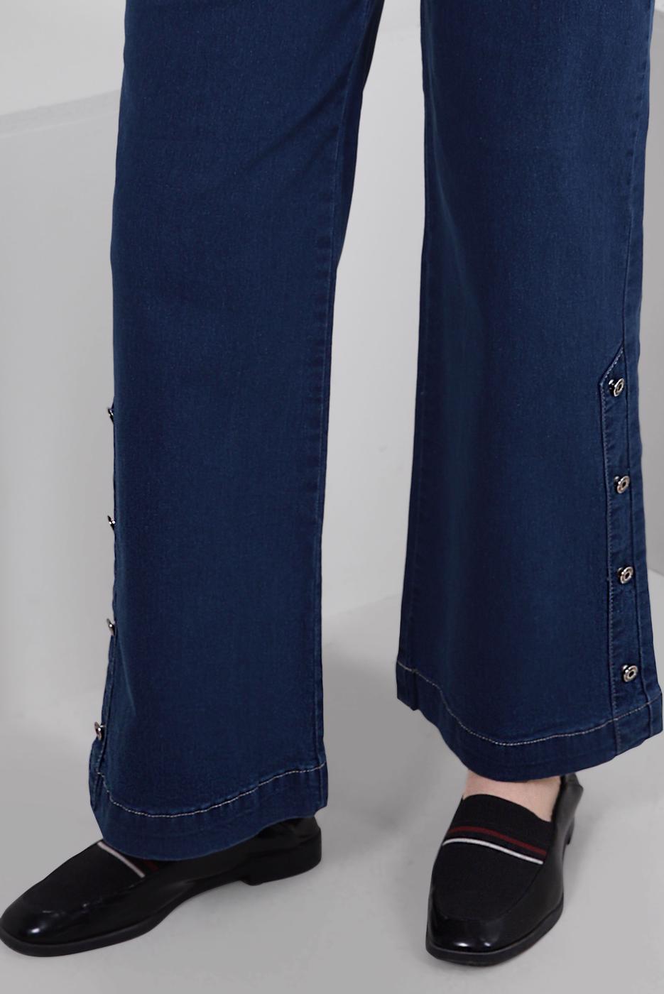 Tesettür giyim LACİVERT DÜĞME DETAYLI İSPANYOL PAÇA PANTOLON T 6505