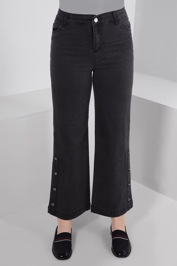 Tesettür giyim GRİ DÜĞME DETAYLI İSPANYOL PAÇA PANTOLON T 6505 - TRENDTESETTÜR