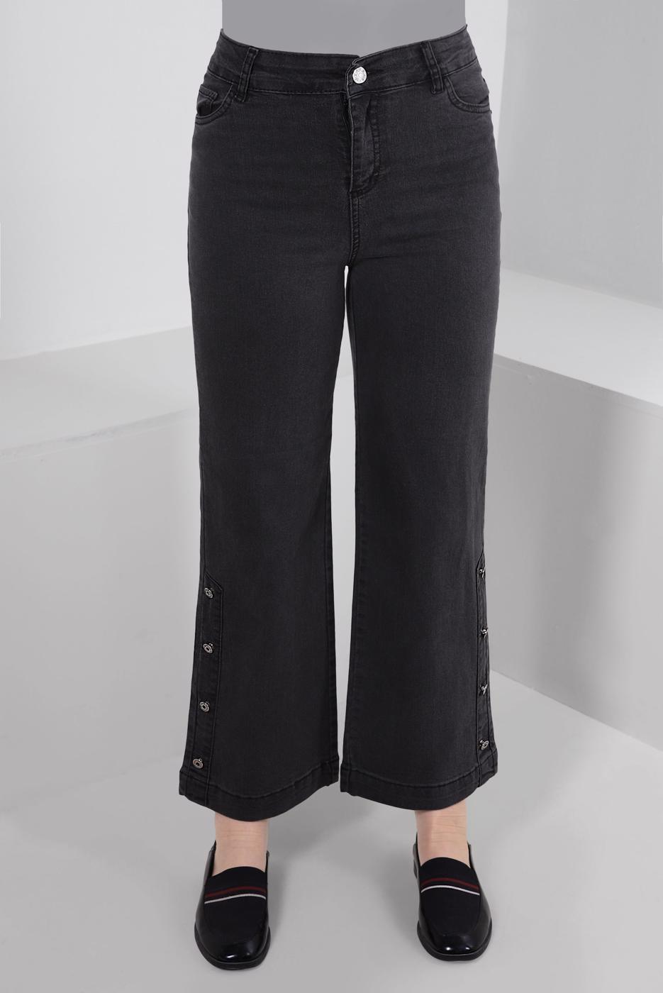 Tesettür giyim GRİ DÜĞME DETAYLI İSPANYOL PAÇA PANTOLON T 6505