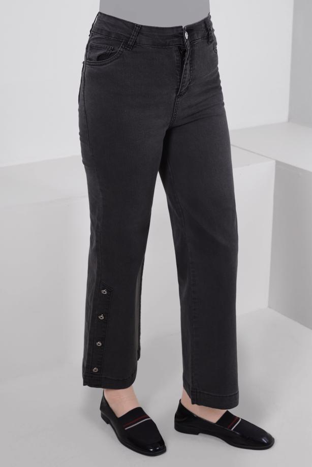 Tesettür giyim GRİ DÜĞME DETAYLI İSPANYOL PAÇA PANTOLON T 6505 - TRENDTESETTÜR