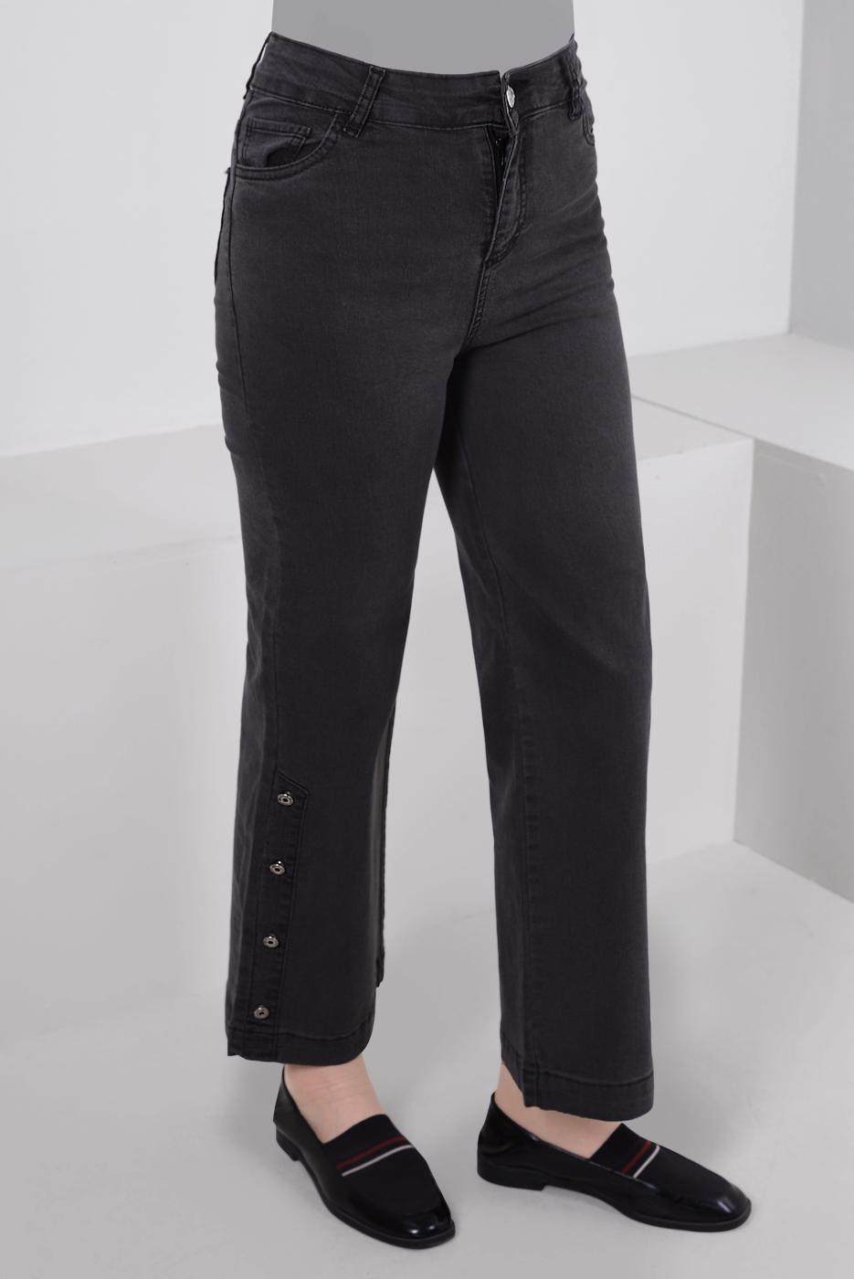 Tesettür giyim GRİ DÜĞME DETAYLI İSPANYOL PAÇA PANTOLON T 6505