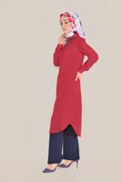 Vêtements hijab BLEU MARINE PANTALON TAILLE HAUTE BOUTONS ALVİNA 70086