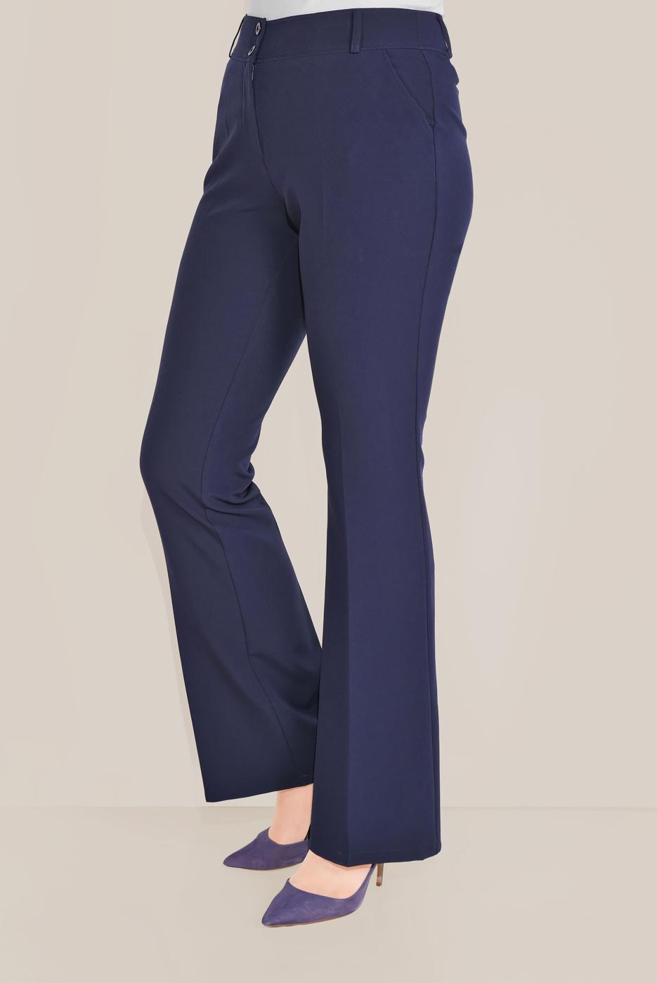 Vêtements hijab BLEU MARINE PANTALON TAILLE HAUTE BOUTONS ALVİNA 70086