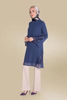 Tesettür giyim BEJ ALVİNA DÜĞMELİ YÜKSEK BEL PANTOLON 70086	