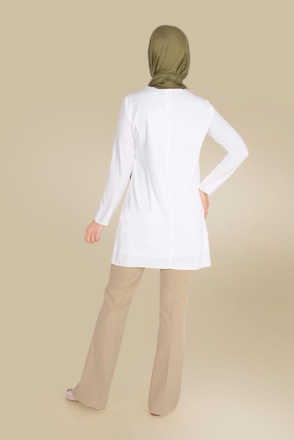 Tesettür giyim KAHVE ALVİNA DÜĞMELİ YÜKSEK BEL PANTOLON 70086	