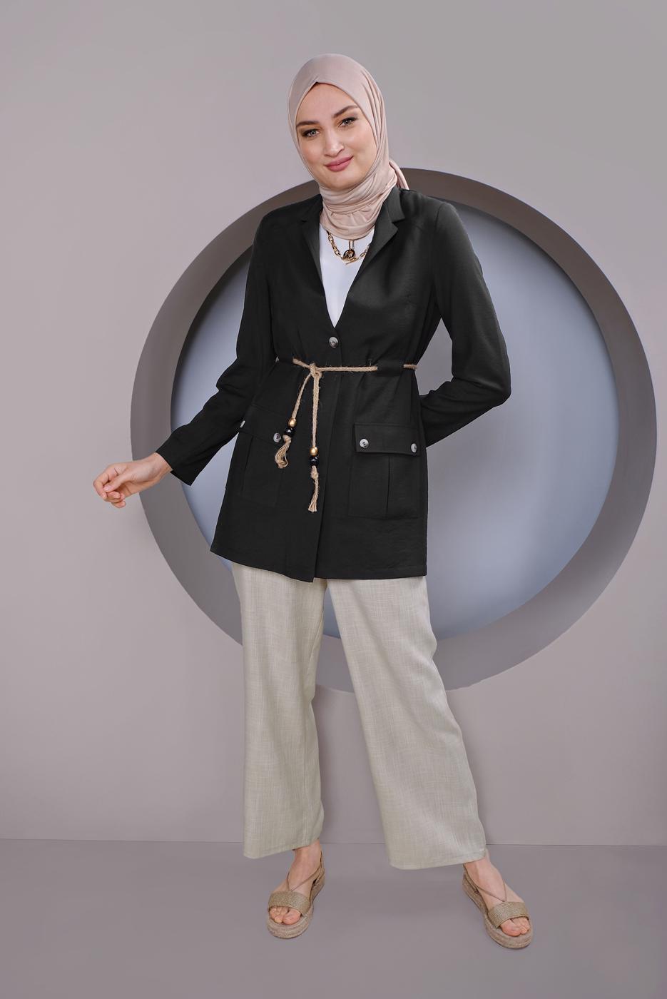 Vêtements hijab BEIGE ALVİNA POCKET DETAIL LIN ASPECT PANTALON 70162