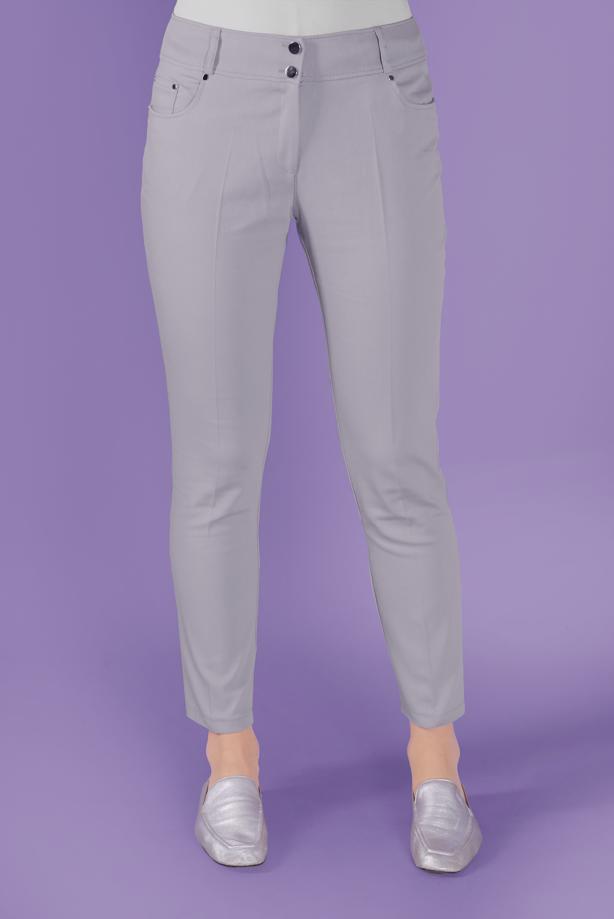Hijab clothing GREY ALVİNA MID WAIST BUTTONED TROUSERS 70172  - TRENDTESETTÜR