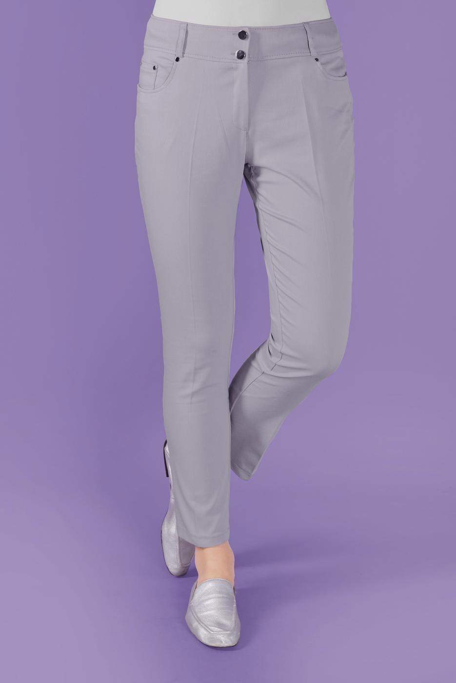 Vêtements hijab GRIS ALVİNA PANTALON À BOUTONS À TAILLE MOYENNE 70172