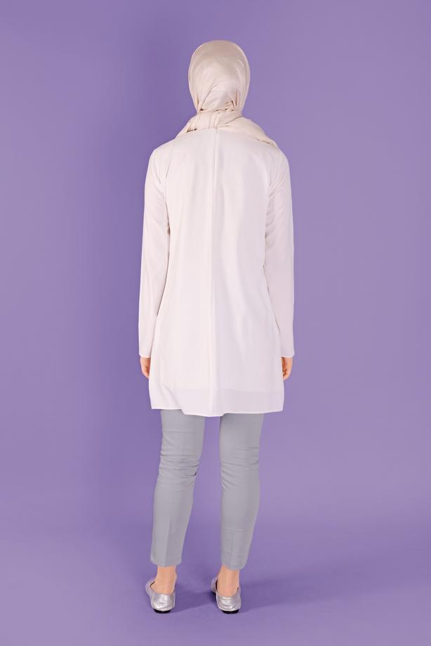 Hijab clothing GREY ALVİNA MID WAIST BUTTONED TROUSERS 70172  - TRENDTESETTÜR