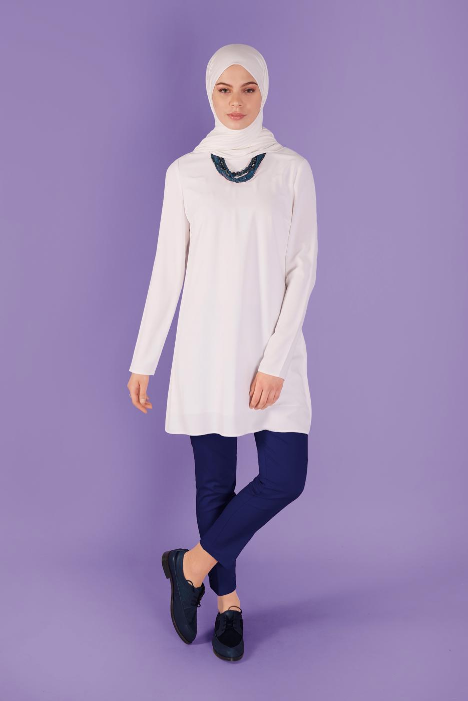 Vêtements hijab BLEU MARINE ALVİNA PANTALON À BOUTONS À TAILLE MOYENNE 70172