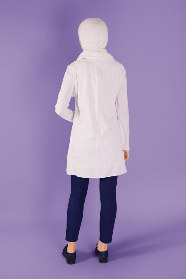 Tesettür giyim LACİVERT ALVİNA ARA BEL DÜĞMELİ PANTOLON 70172	 - TRENDTESETTÜR