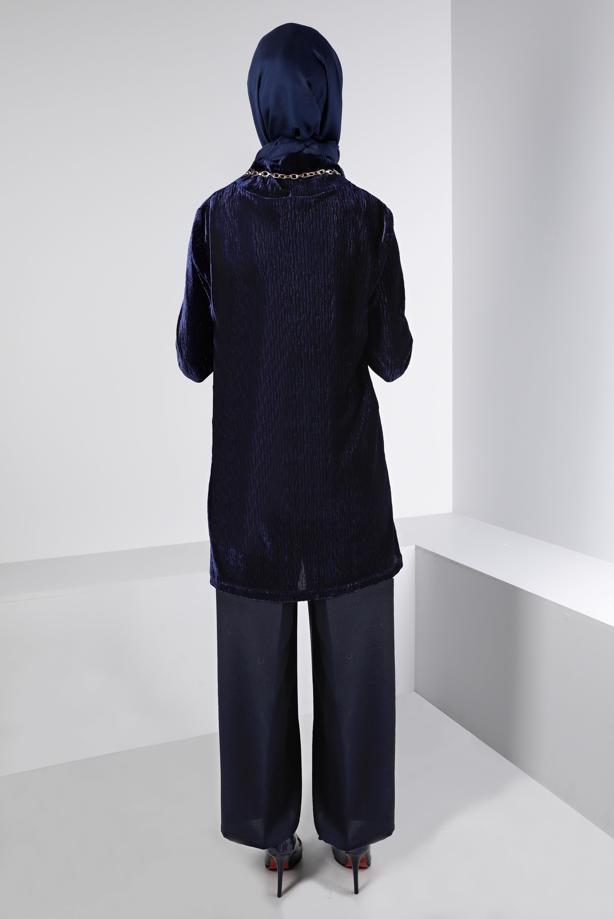 Tesettür giyim LACİVERT ALVİNA GENİŞ PAÇA PANTOLON 70191	 - TRENDTESETTÜR