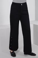 Tesettür giyim SİYAH BÜYÜK BEDEN DÜĞME DETAYLI İSPANYOL PAÇA PANTOLON T 7505