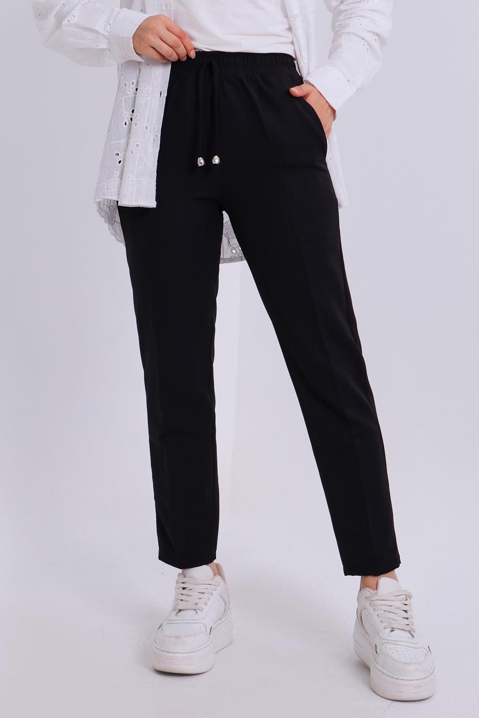 Vêtements hijab NOIR PANTALON À TAILLE ÉLASTIQUE T 80004