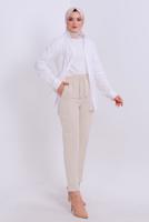 Vêtements hijab ÉCRU PANTALON À TAILLE ÉLASTIQUE T 80004