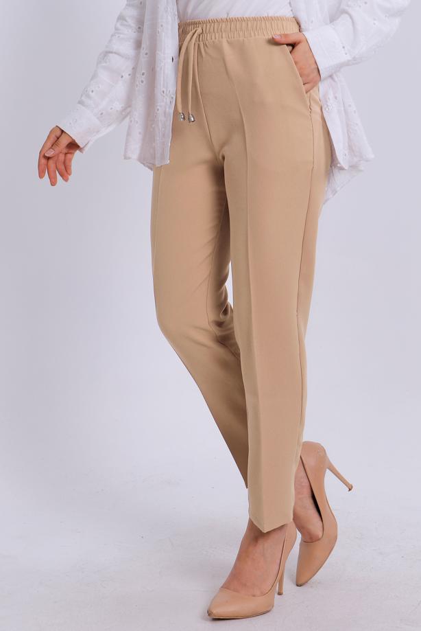 Tesettür giyim KAHVE BELİ LASTİKLİ PANTOLON T 80004 - TRENDTESETTÜR