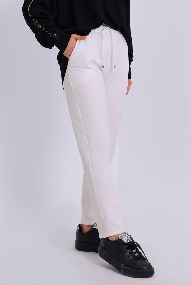 Tesettür giyim EKRU BELİ LASTİKLİ PANTOLON T 80004 - TRENDTESETTÜR