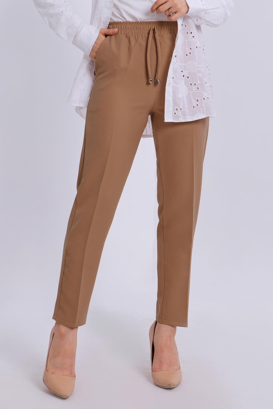Tesettür giyim TABA BELİ LASTİKLİ PANTOLON T 80004