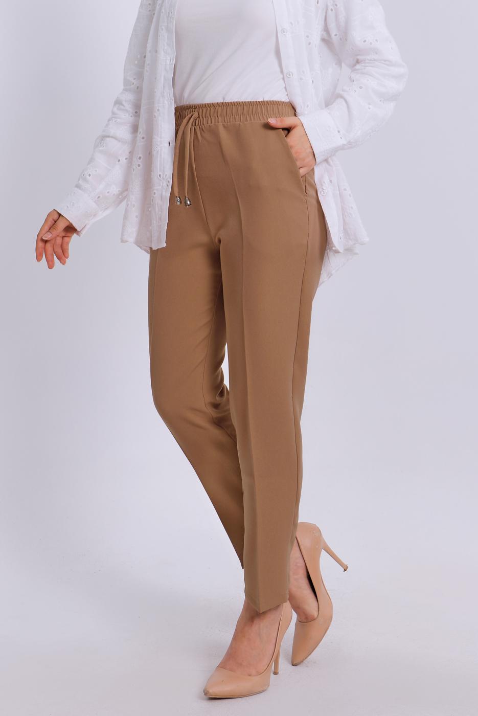 Tesettür giyim TABA BELİ LASTİKLİ PANTOLON T 80004