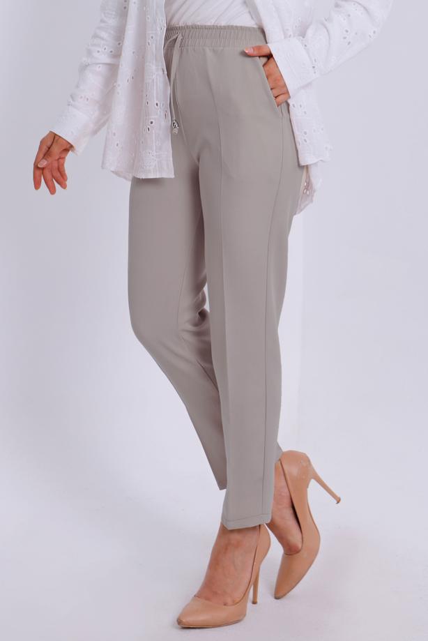 Tesettür giyim VİZON BELİ LASTİKLİ PANTOLON T 80004 - TRENDTESETTÜR