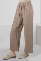 Tesettür giyim VİZON GENİŞ PAÇA BELİ LASTİKLİ PANTOLON T 80021