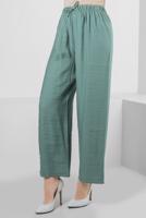 Tesettür giyim YEŞİL GENİŞ PAÇA BELİ LASTİKLİ PANTOLON T 80021