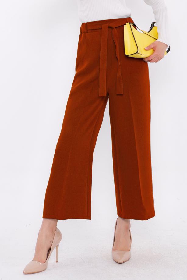Tesettür giyim KIRMIZI GENİŞ PAÇA PANTOLON T 80079 - TRENDTESETTÜR