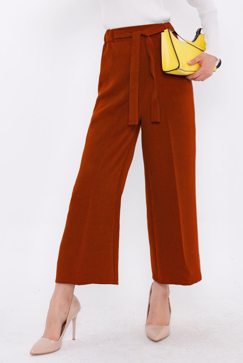 Tesettür giyim KIRMIZI GENİŞ PAÇA PANTOLON T 80079