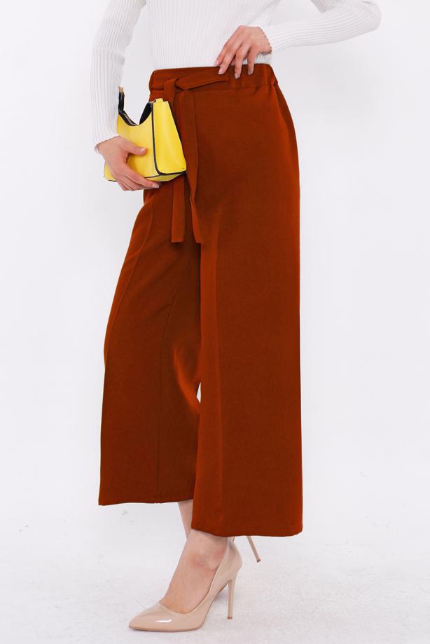 Tesettür giyim KIRMIZI GENİŞ PAÇA PANTOLON T 80079 - TRENDTESETTÜR