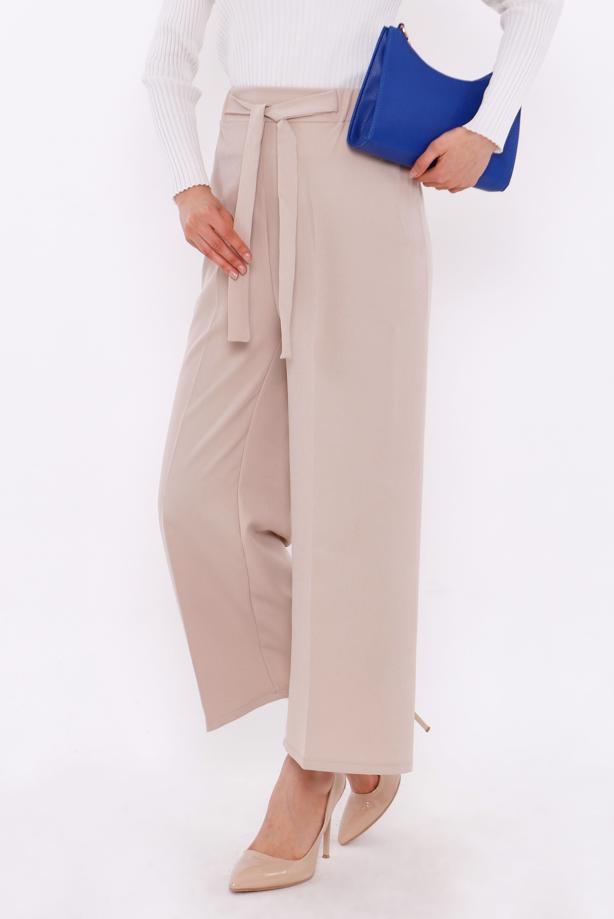 Tesettür giyim BEJ GENİŞ PAÇA PANTOLON T 80079 - TRENDTESETTÜR