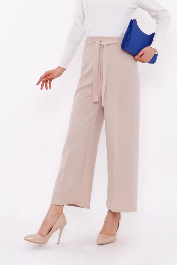 Tesettür giyim BEJ GENİŞ PAÇA PANTOLON T 80079 - TRENDTESETTÜR