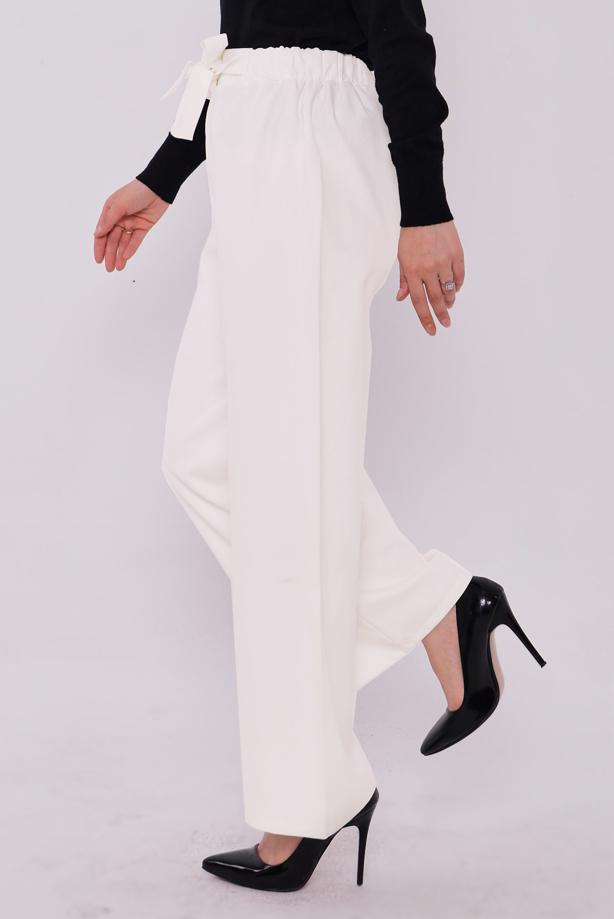 Tesettür giyim EKRU GENİŞ PAÇA PANTOLON T 80079 - TRENDTESETTÜR