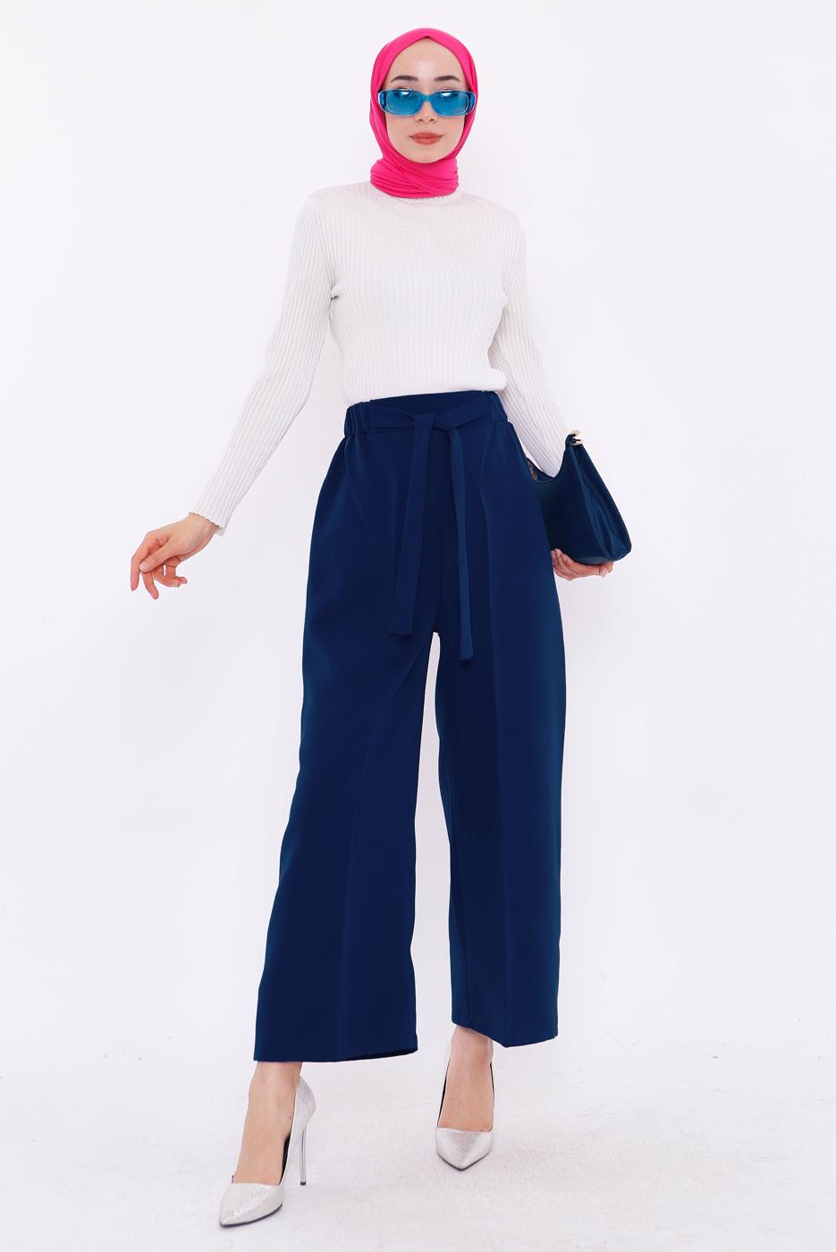 Vêtements hijab BLEU MARINE PANTALON LARGE T 80079