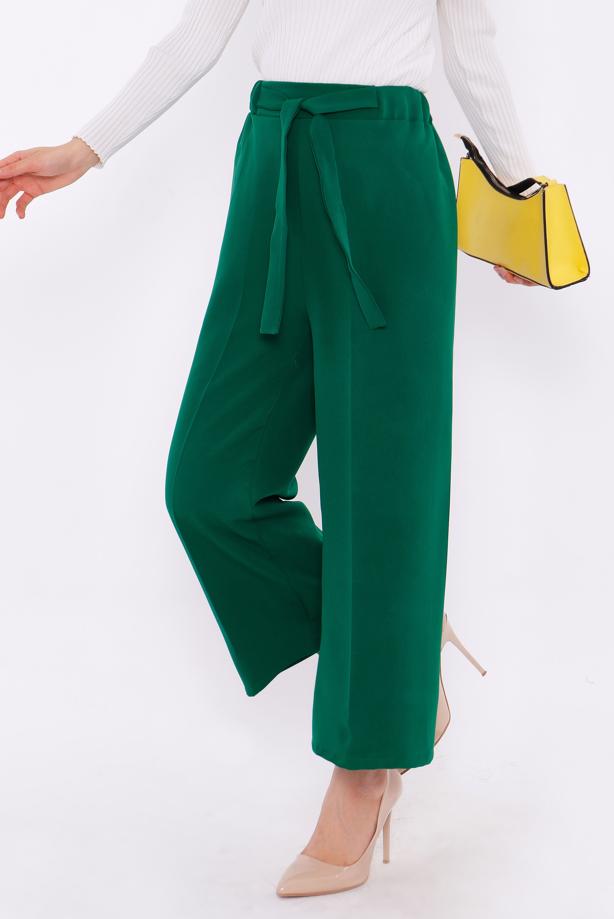 Tesettür giyim YEŞİL GENİŞ PAÇA PANTOLON T 80079 - TRENDTESETTÜR