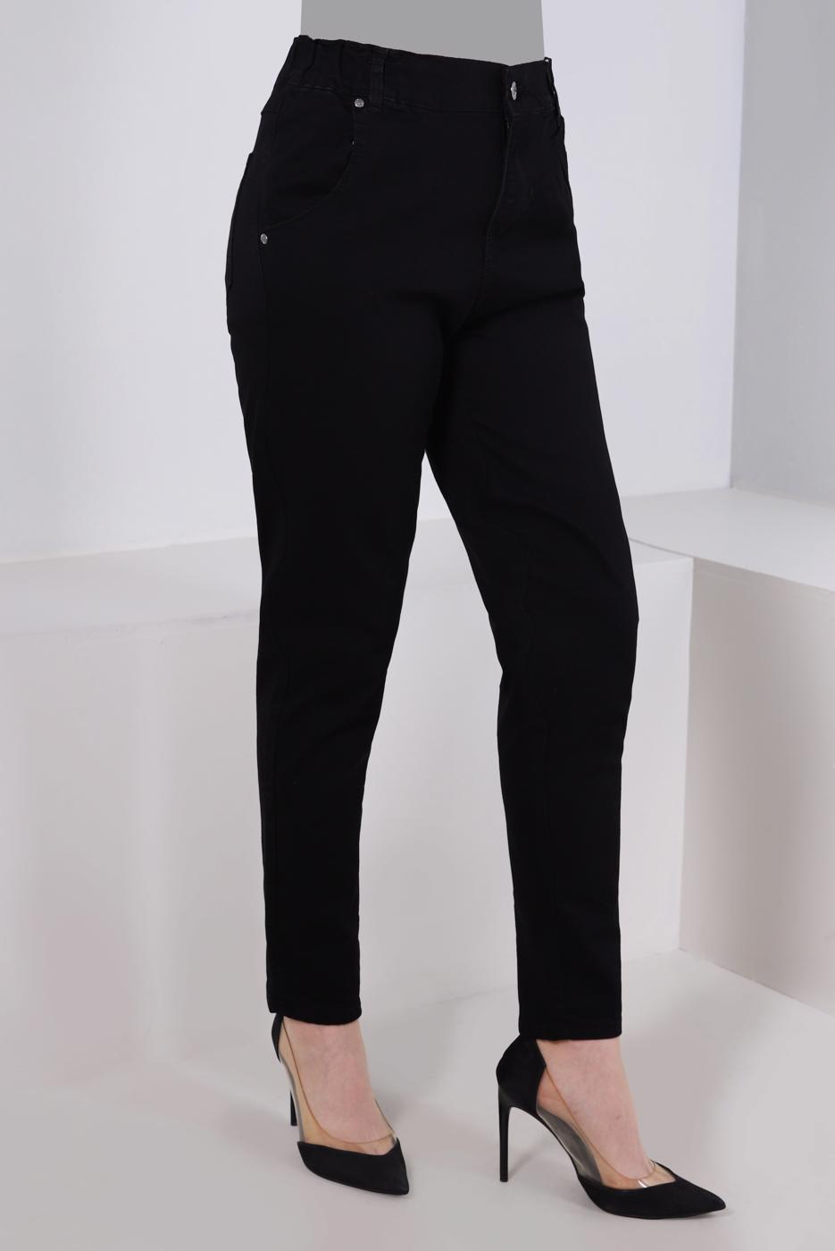 Tesettür giyim SİYAH ARKASI LASTİKLİ DAR PAÇA PANTOLON T 8405