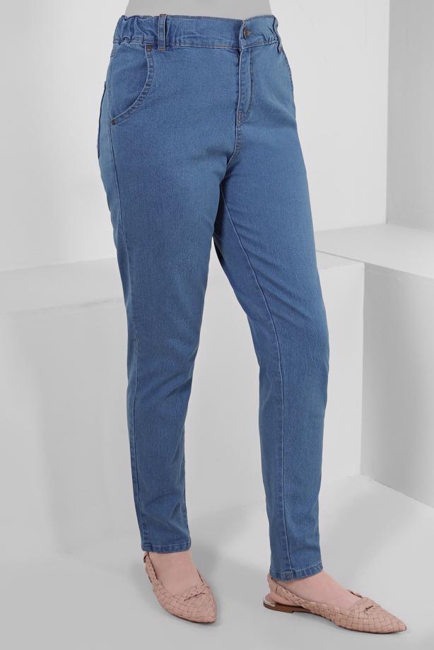 Tesettür giyim MAVİ ARKASI LASTİKLİ DAR PAÇA PANTOLON T 8405 - TRENDTESETTÜR