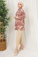 Tesettür giyim PEMBE ETNİK DESENLİ İKİLİ BÜRÜMCÜK TAKIM T 8413