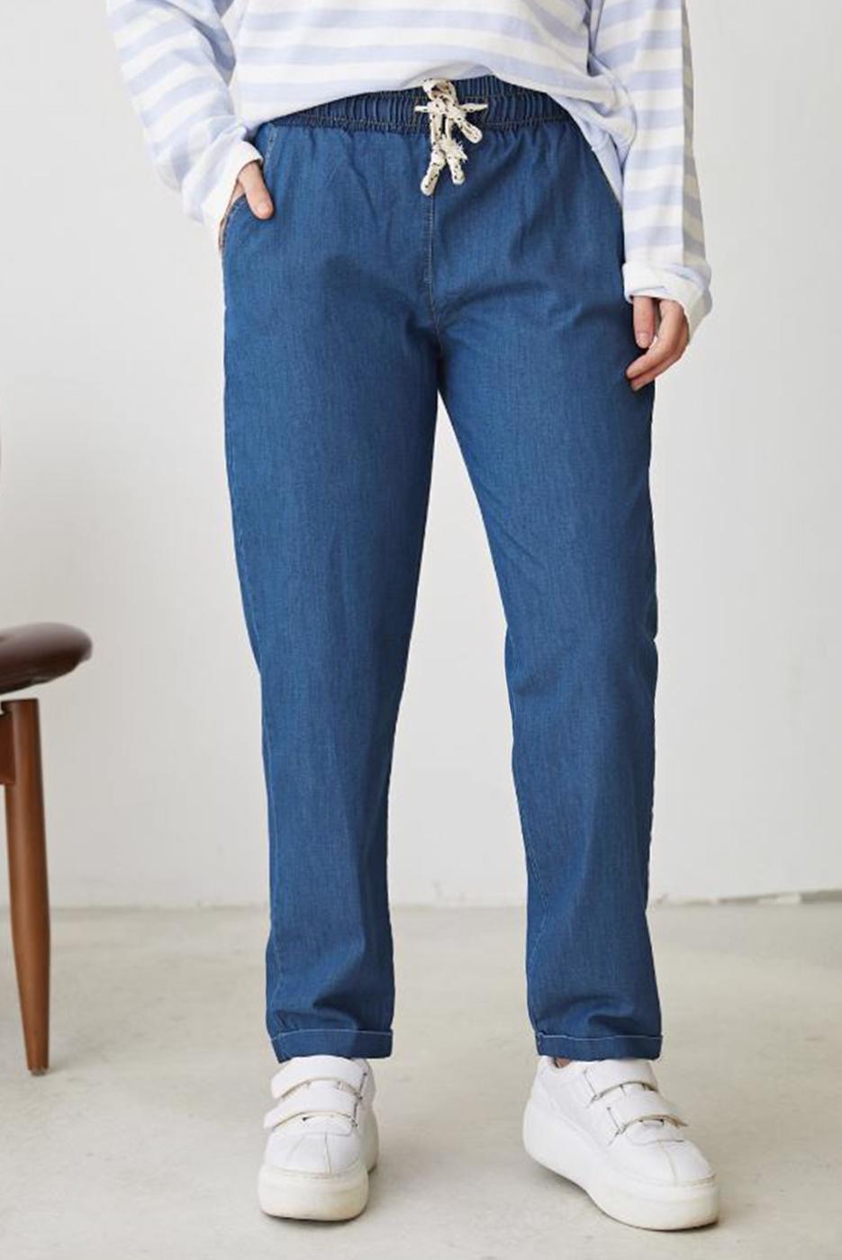 Vêtements hijab BLEU PANTALON TAILLE ÉLASTIQUE AVEC NŒUD T 8501