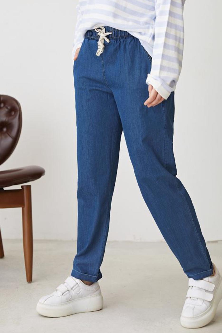 Vêtements hijab BLEU PANTALON TAILLE ÉLASTIQUE AVEC NŒUD T 8501