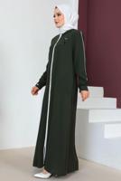 Tesettür giyim HAKİ ARMA DETAYLI KAPÜŞONLU PARDESÜ T 029