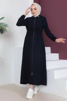 Vêtements hijab BLEU MARINE SURMANTEAU À CAPUCHE AMOVIBLE AVEC ZIP T 3208