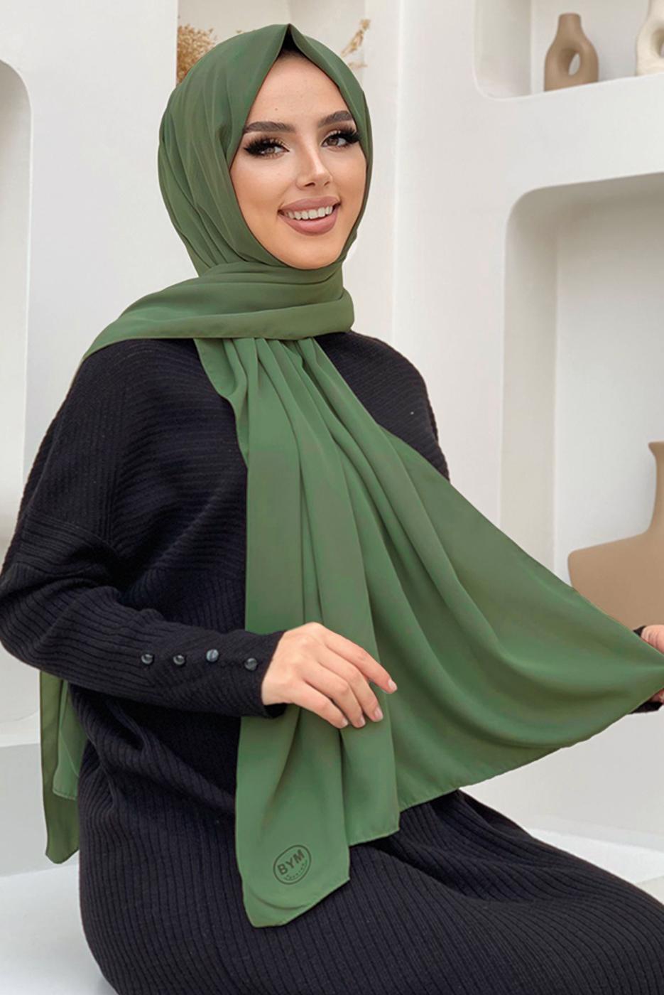 Tesettür giyim YEŞİL MEDİNE İPEGİ ŞAL T 0502