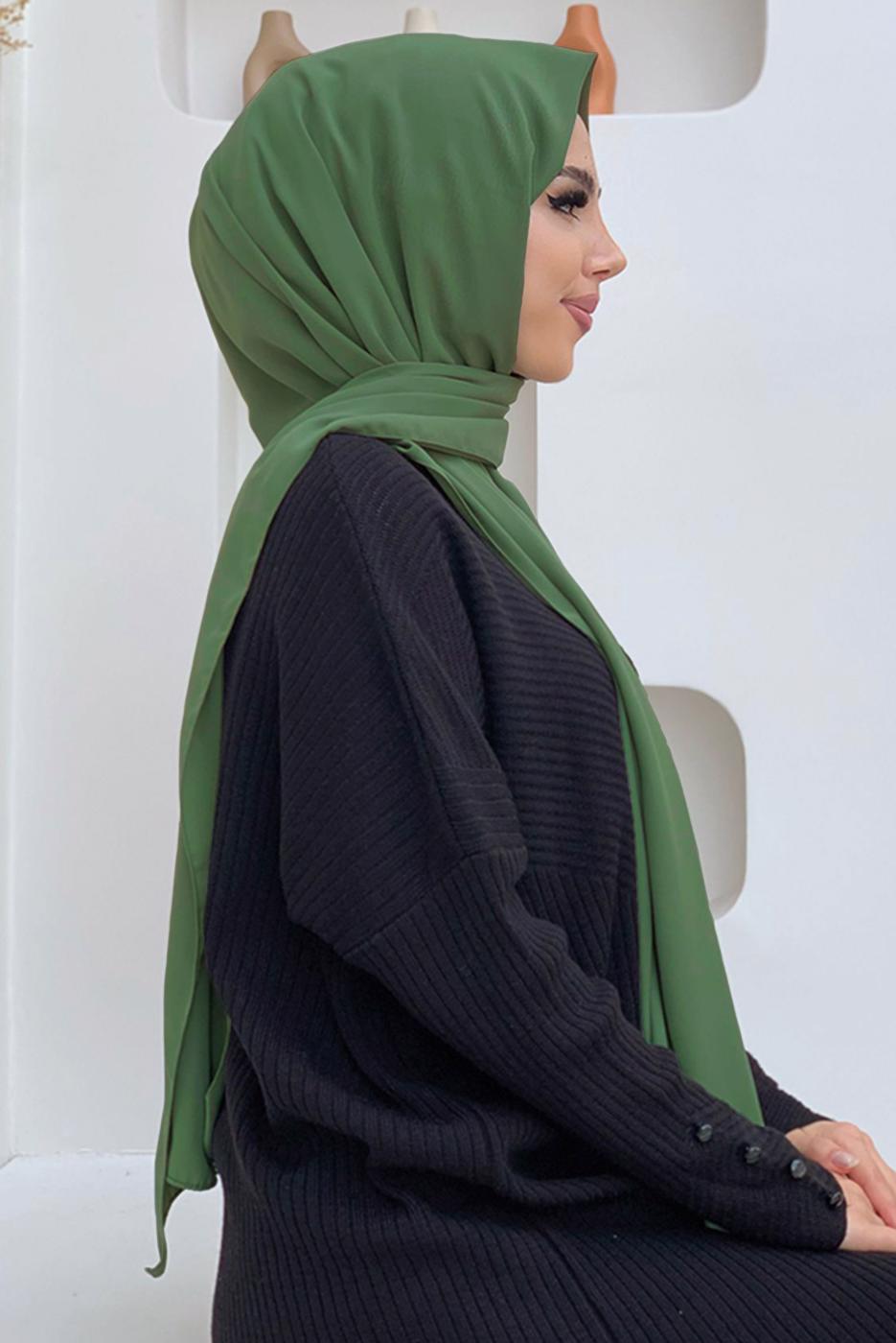 Tesettür giyim YEŞİL MEDİNE İPEGİ ŞAL T 0502