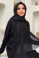 Tesettür giyim SİYAH SİMLİ ŞAL T 0602