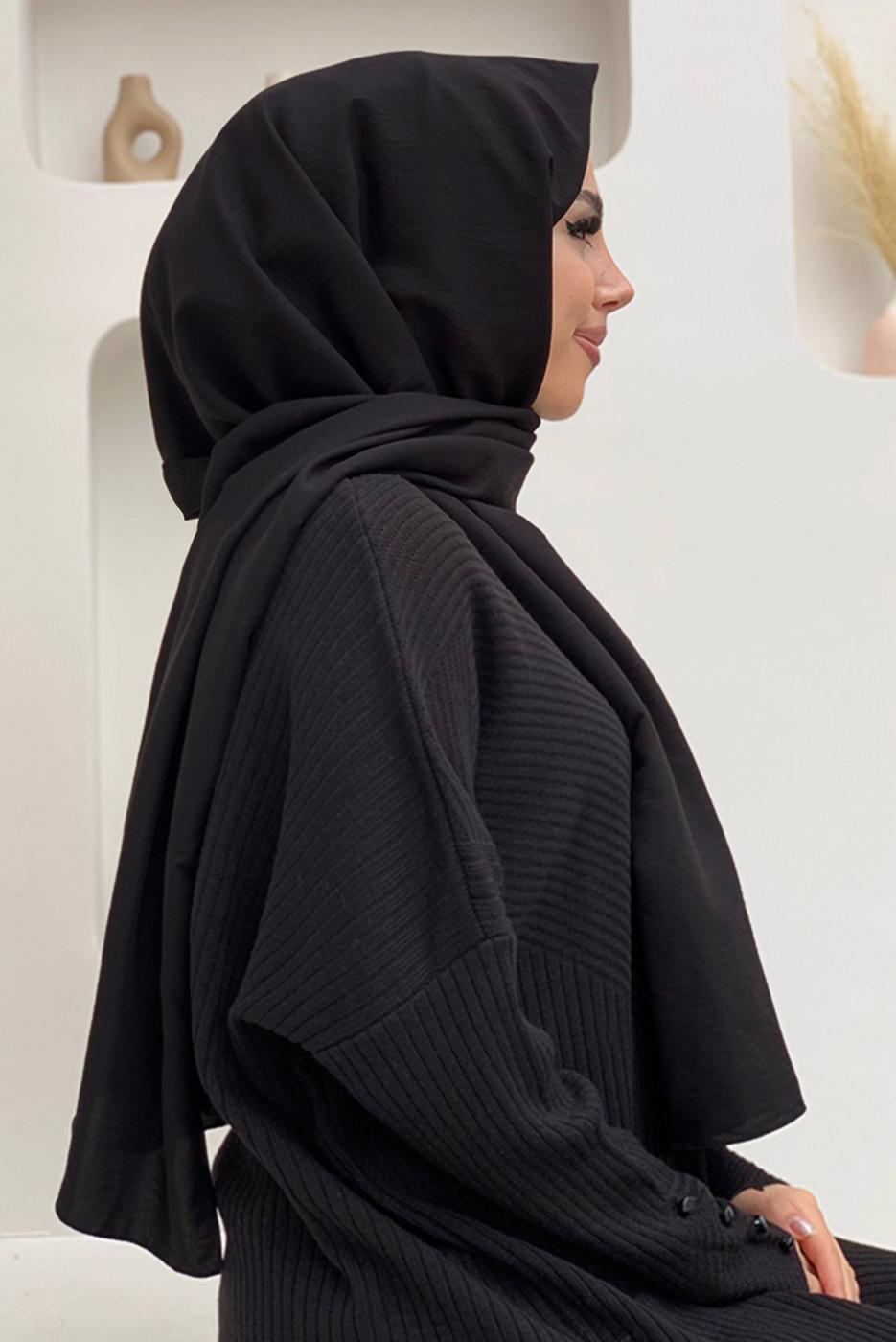 Vêtements hijab NOIR CHÂLE JAZZ T 1502
